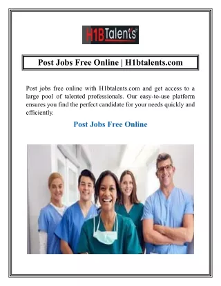 Post Jobs Free Online  H1btalents.com