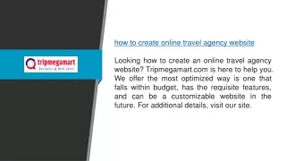 How To Create Online Travel Agency Website Tripmegamart.com