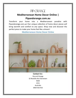 Mediterranean Home Decor Online | Pipandorange.com.au