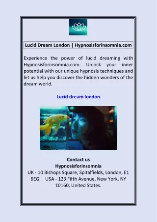 Lucid Dream London  Hypnosisforinsomnia.com