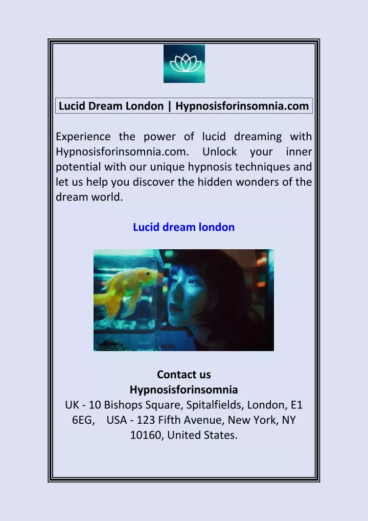 lucid dream london hypnosisforinsomnia com