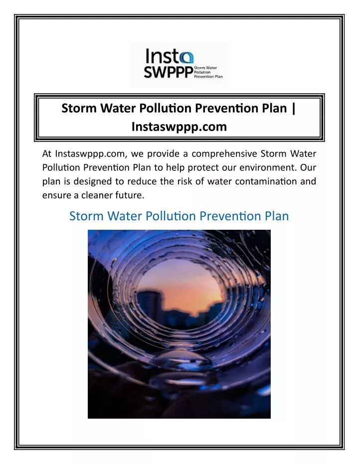 storm water pollution prevention plan instaswppp