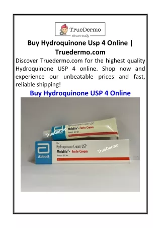 Buy Hydroquinone Usp 4 Online  Truedermo.com