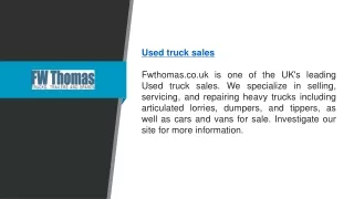 Used Truck Sales | Fwthomas.co.uk