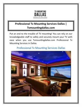 Professional Tv Mounting Services Dallas  Tvmountingdallas.com