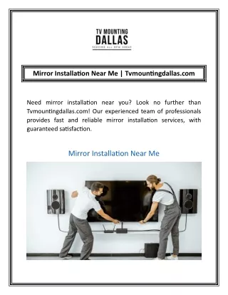 Mirror Installation Near Me Tvmountingdallas.com