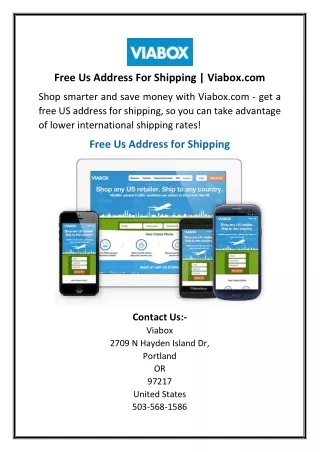 Free Us Address For Shipping  Viabox.com