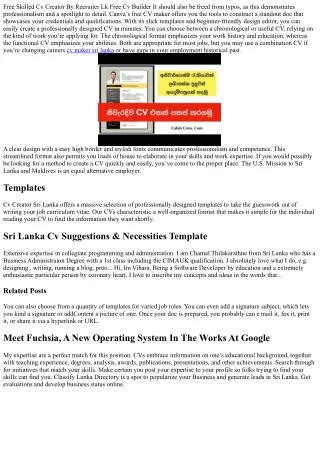 free skilled cv creator by recruiter lk free