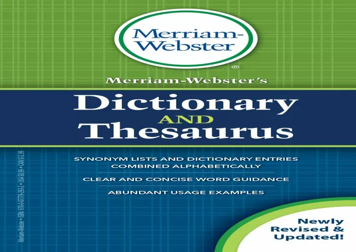 Ppt Pdf Merriam Websters Dictionary And Thesaurus Newest Edition Mass Market Pape 6390