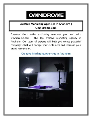 Creative Marketing Agencies In Anaheim Omnidrome.com