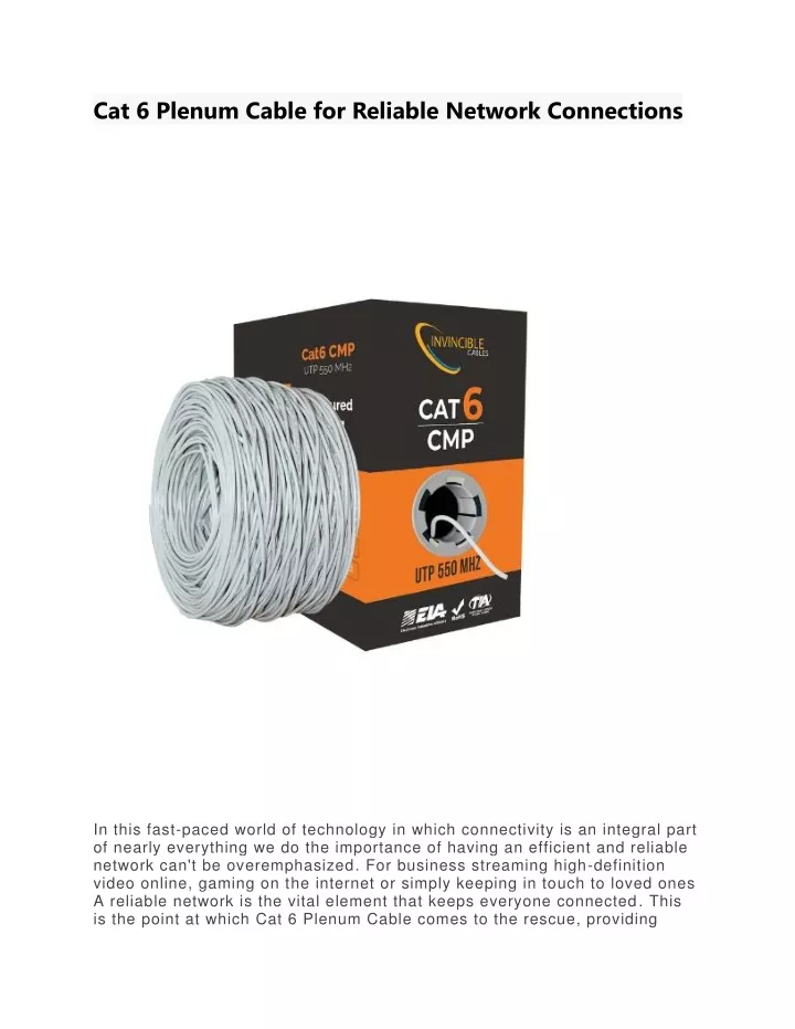 cat 6 plenum cable for reliable network