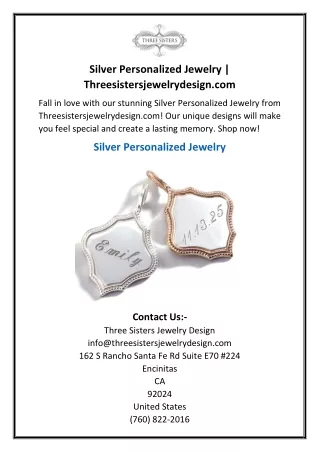 Silver Personalized Jewelry  Threesistersjewelrydesign.com
