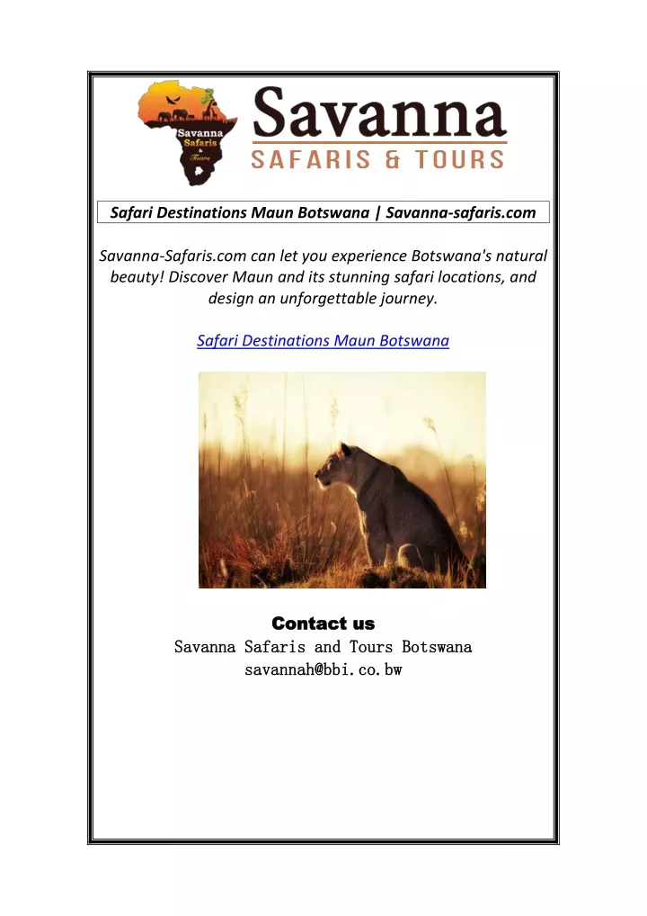 safari destinations maun botswana savanna safaris