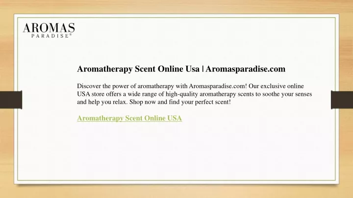 aromatherapy scent online usa aromasparadise