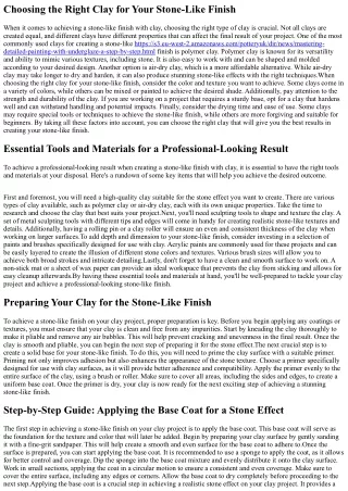 choosing the right clay for your stone like finish