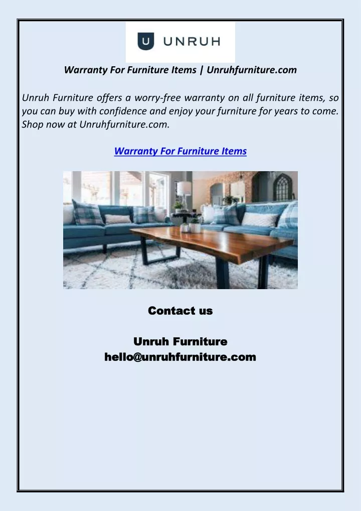 warranty for furniture items unruhfurniture com