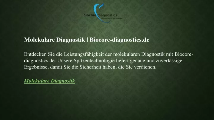molekulare diagnostik biocore diagnostics