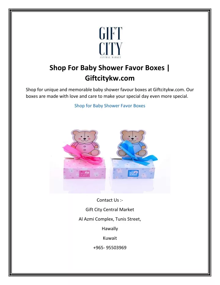 shop for baby shower favor boxes giftcitykw com