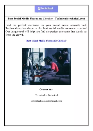 Best Social Media Username Checker  Technicalistechnical.com