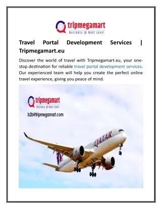Travel Portal Development Services Tripmegamart.eu