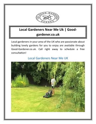 Local Gardeners Near Me Uk  Good-gardener.co.uk