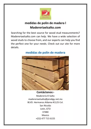 medidas de polin de madera  Madereriaelsalto.com