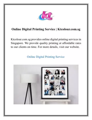 Online Digital Printing Service  Ktcolour.com.sg