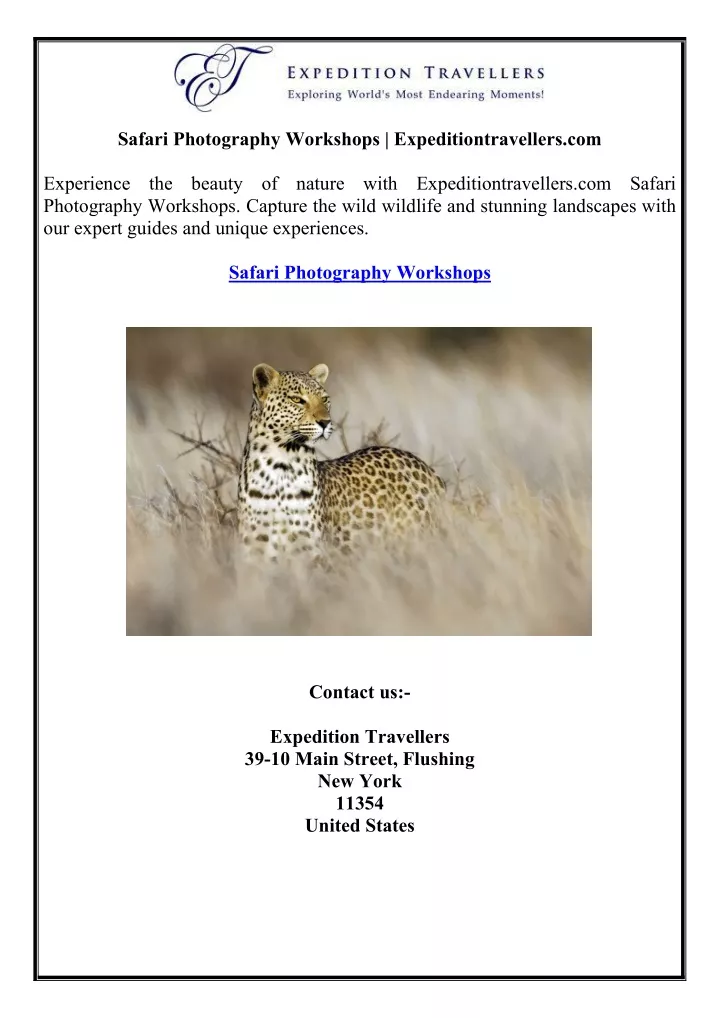 safari photography workshops expeditiontravellers