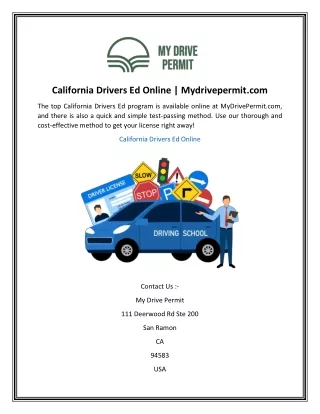California Drivers Ed Online  Mydrivepermit.com