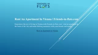 Rent An Apartment In Vienna  Friends-in-flats.com