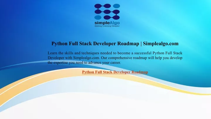 python full stack developer roadmap simplealgo com
