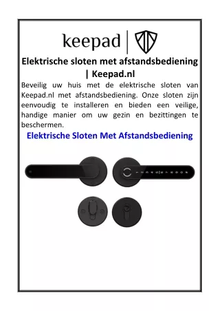 Elektrische sloten met afstandsbediening  Keepad.nl
