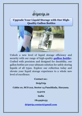 Upgrade Your Liquid Storage with Our High-Quality Gallon Bottles