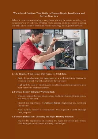 Warmth and Comfort Your Guide to Furnace Repair, Installation, and Service Near You
