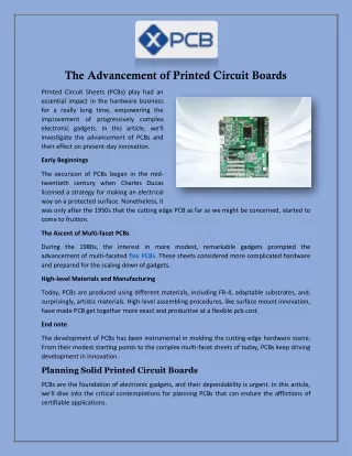 The Advancement of Printed Circuit Boards