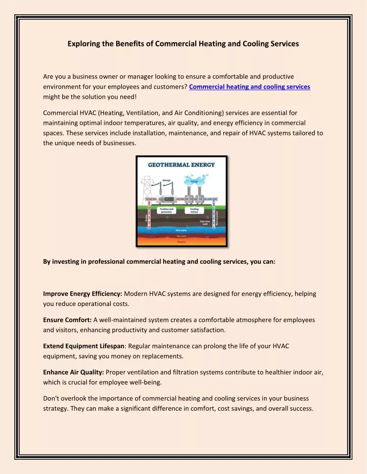 exploring the benefits of commercial heating