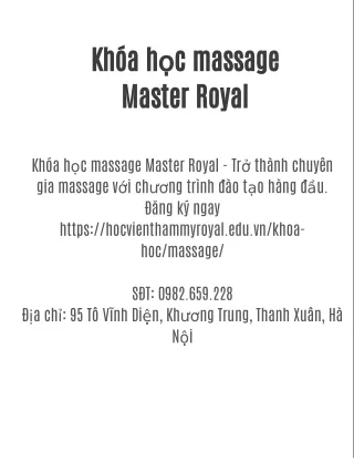 Khóa học massage Master Royal