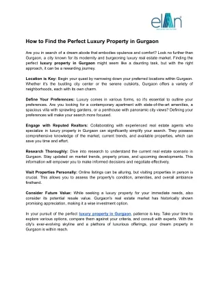 How to Find the Perfect Luxury Property in Gurgaon