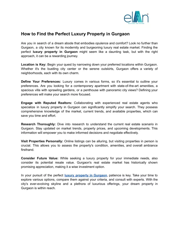 how to find the perfect luxury property in gurgaon