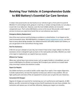 Reviving Your Vehicle, A Comprehensive Guide to 800 Battery's Essential Car Care Services (1)