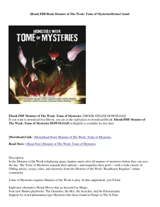 (PDF/ePub) Monster of The Week: Tome of Mysteries - Michael Sands Monster of The Week: Tome of Mysteries - Michael Sands