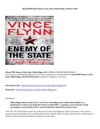[Download Book] Enemy of the State (Mitch Rapp, #16) - Kyle Mills Enemy of the State (Mitch Rapp, #16) - Kyle Mills