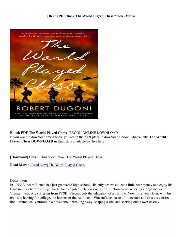 read pdf book the world played chess robert dugoni