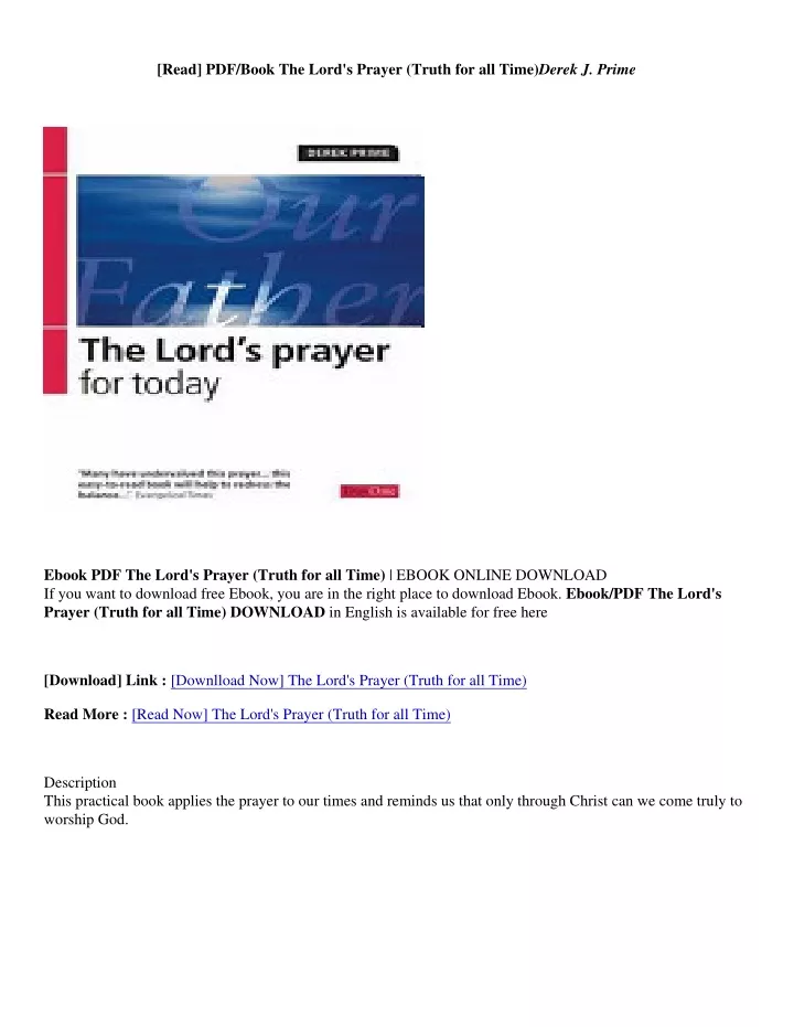 read pdf book the lord s prayer truth