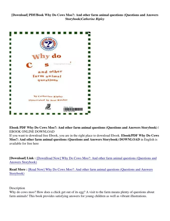 download pdf book why do cows moo and other farm