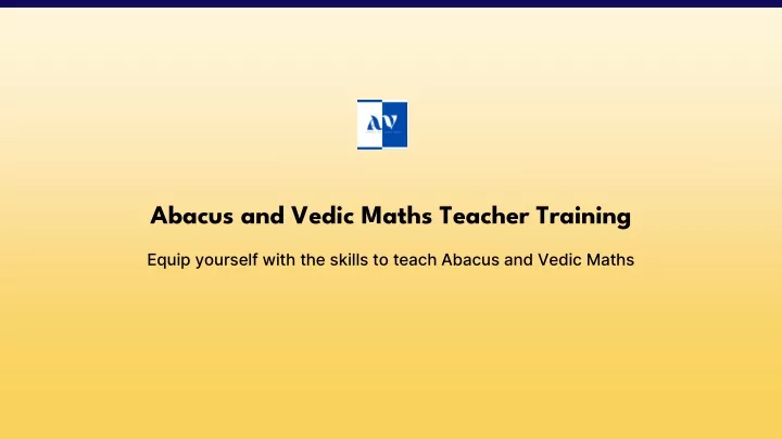 abacus and vedic maths teacher training