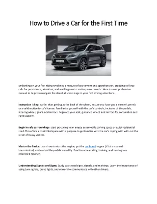 How to Drive a Car for the First Time