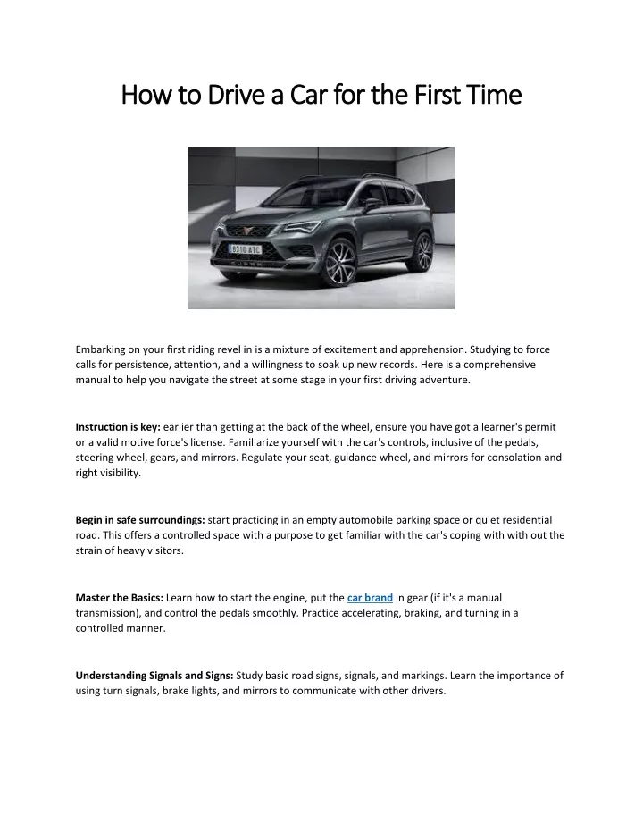 how to drive a car for the first time