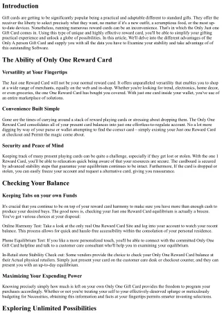 Explore Only One Present Card: Examine Stability and Explore Infinite Choices!