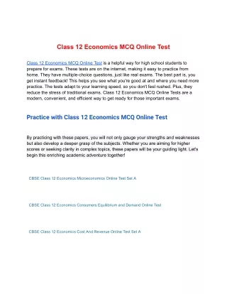 class 12 economics mcq online test